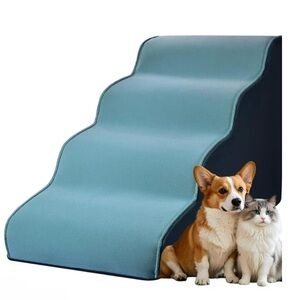 Dog Stairs for Small Dogs 19.7"H, Cowhide-Pattern Flocking Fabric,